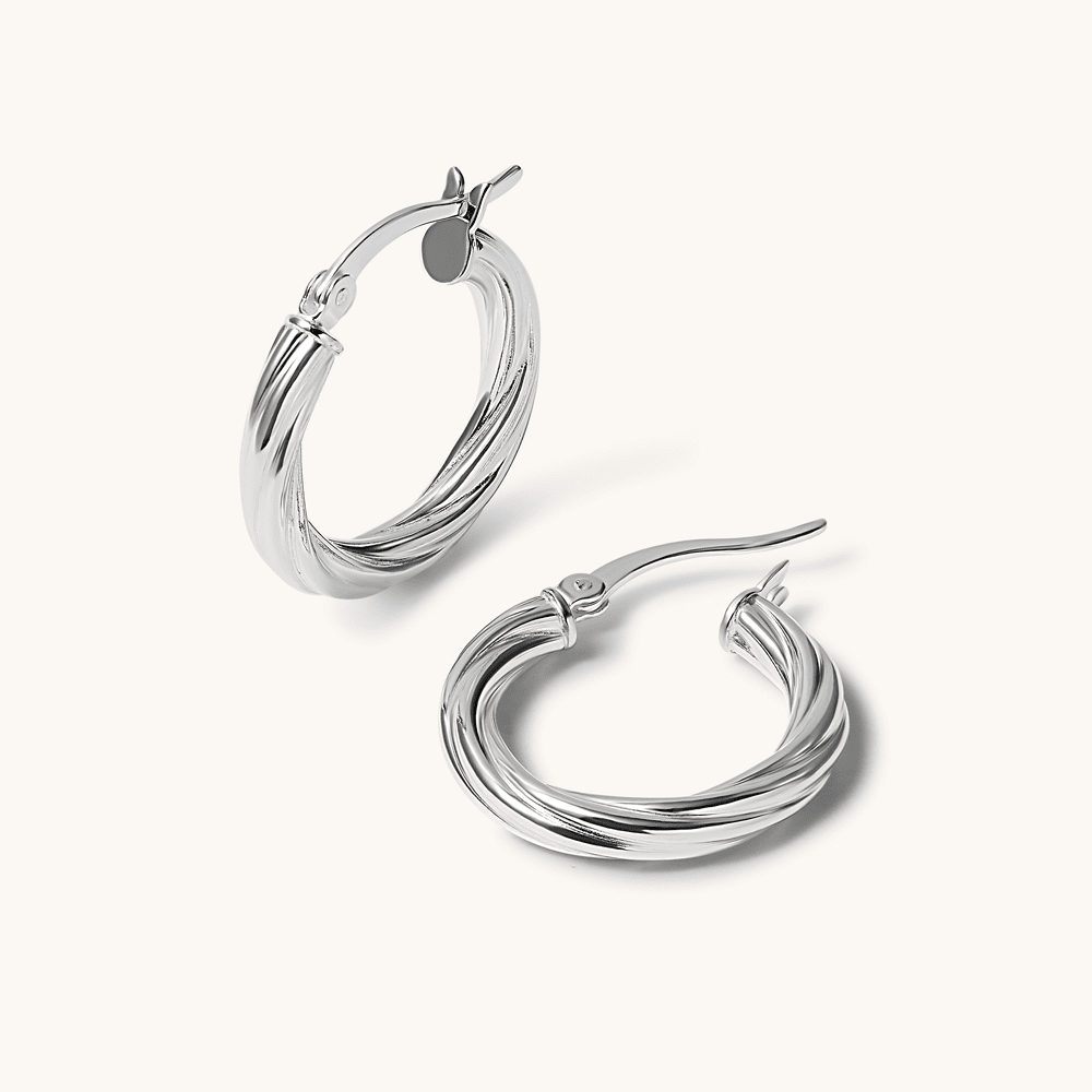 20mm Twist Hoop Earrings in Sterling Silver Earrings Bevilles 