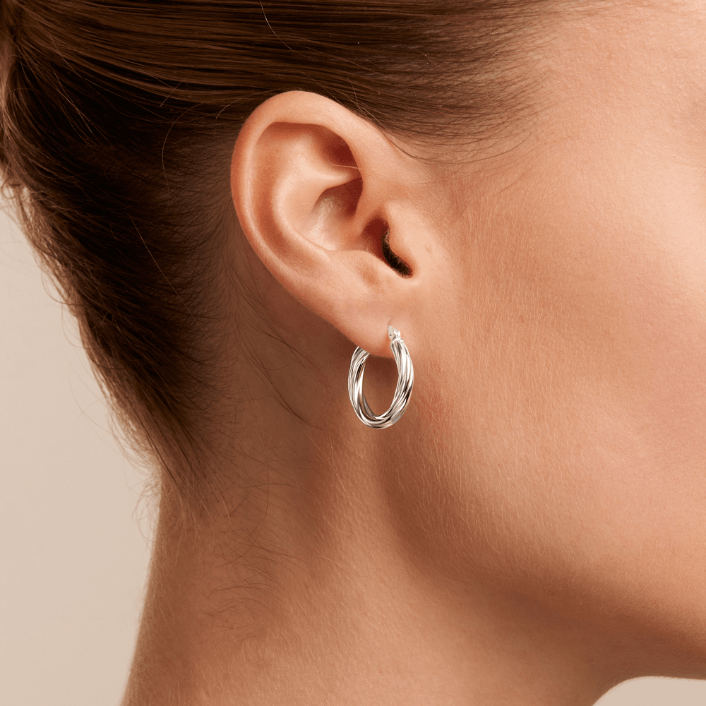 20mm Twist Hoop Earrings in Sterling Silver Earrings Bevilles 