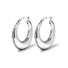 Beaded Edge Creole Hoop Earrings in Sterling Silver Earrings Bevilles 