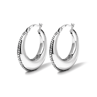 Beaded Edge Creole Hoop Earrings in Sterling Silver Earrings Bevilles 