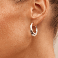 Beaded Edge Creole Hoop Earrings in Sterling Silver Earrings Bevilles 