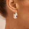 Puff Creole Hoop Earrings in Sterling Silver Earrings Bevilles 