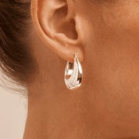 Puff Creole Hoop Earrings in Sterling Silver Earrings Bevilles 
