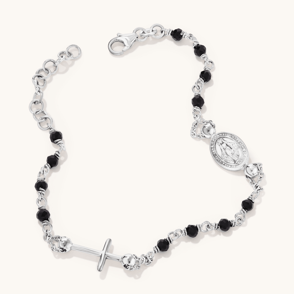 21cm Virgin Mary Medal And Cross Charm Bracelet in Sterling Silver Bracelets Bevilles 