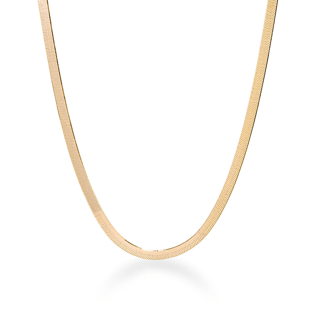 Herringbone 45cm Chain Necklace in 18kt Gold Plated Sterling Silver Necklaces Bevilles 