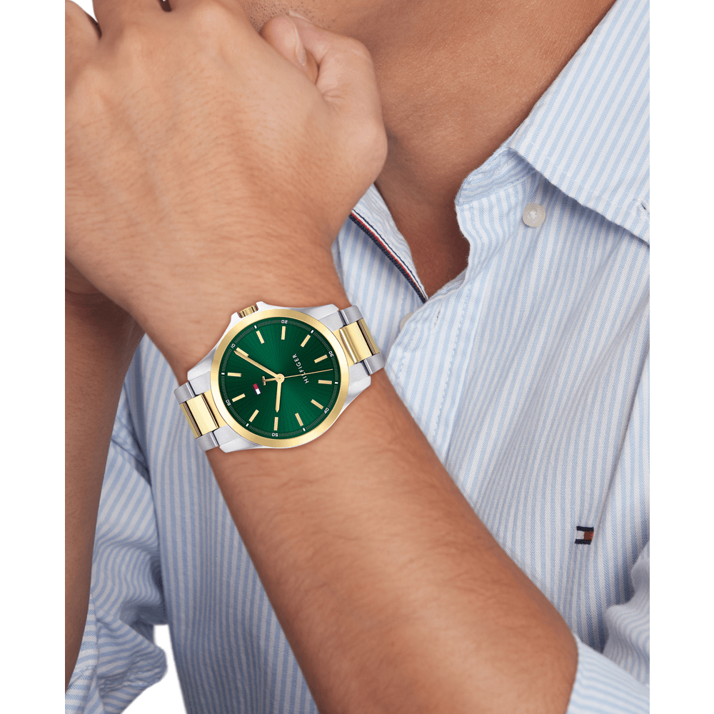 Tommy Hilfiger Bruce Two Tone Stainless Steel Green Dial Men's Watch 1792192 Watches Tommy Hilfiger 