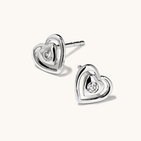 Open-Heart Stud Earrings with 0.04tw of Laboratory-Grown Diamonds in Sterling Silver and Platinum Earrings Bevilles 