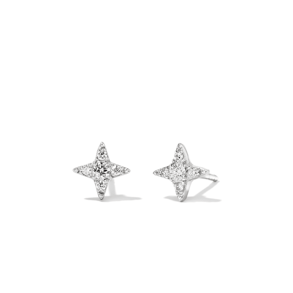 Cluster Star Stud Earrings with 0.09tw of Laboratory-Grown Diamonds in Sterling Silver and Platinum Earrings Bevilles 