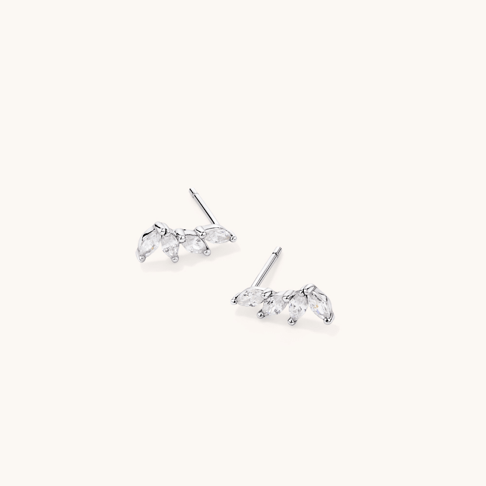 Cubic Zirconia Marquise Cluster Stud Earrings in Sterling Silver Earrings Bevilles 