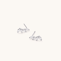 Cubic Zirconia Marquise Cluster Stud Earrings in Sterling Silver Earrings Bevilles 