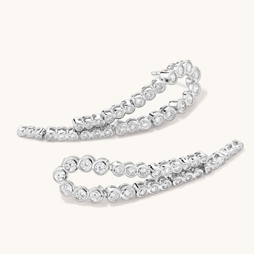 Cubic Zirconia Cascading Drop Stud Earrings in Sterling Silver Earrings Bevilles 