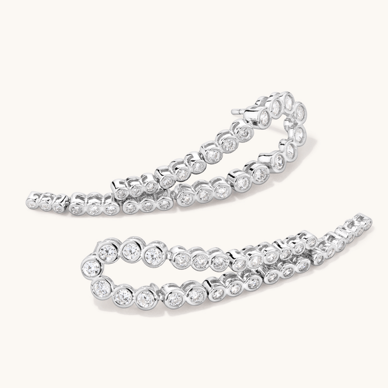 Cubic Zirconia Cascading Drop Stud Earrings in Sterling Silver Earrings Bevilles 