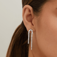 Cubic Zirconia Cascading Drop Stud Earrings in Sterling Silver Earrings Bevilles 