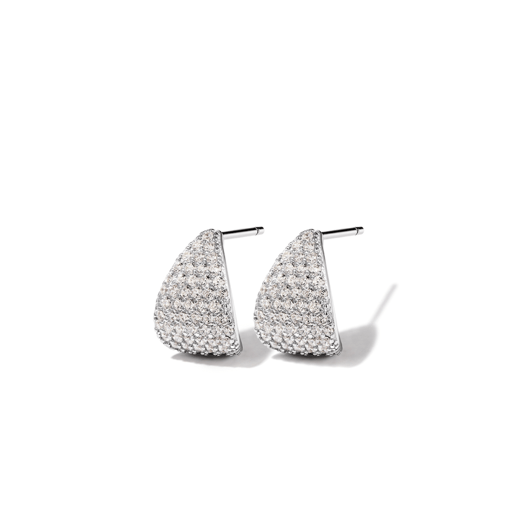 Cubic Zirconia Pave Dome Stud Earrings in Sterling Silver Earrings Bevilles 