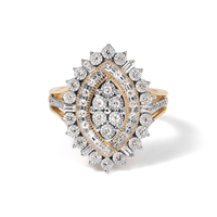 Marquise Shape Illusion Ring with 0.50tw of Diamonds in 9kt Yellow Gold Rings Bevilles 