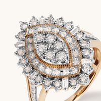 Marquise Shape Illusion Ring with 0.50tw of Diamonds in 9kt Yellow Gold Rings Bevilles 