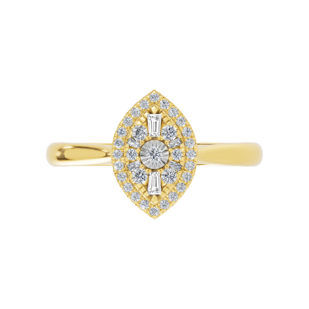 Illusion Marquise Shape Ring with 0.25tw of Diamonds in 9kt Yellow Gold Rings Bevilles 