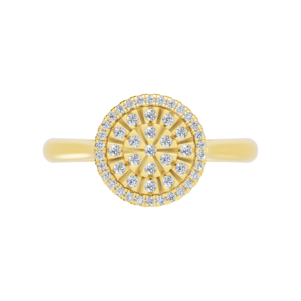 Illusion Round Ring with 0.25tw of Diamonds in 9kt Yellow Gold Rings Bevilles 