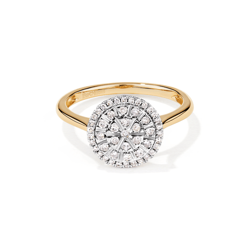 Illusion Round Ring with 0.25tw of Diamonds in 9kt Yellow Gold Rings Bevilles 