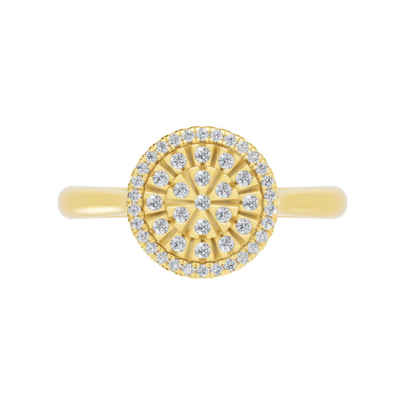 Illusion Round Ring with 0.25tw of Diamonds in 9kt Yellow Gold Rings Bevilles 