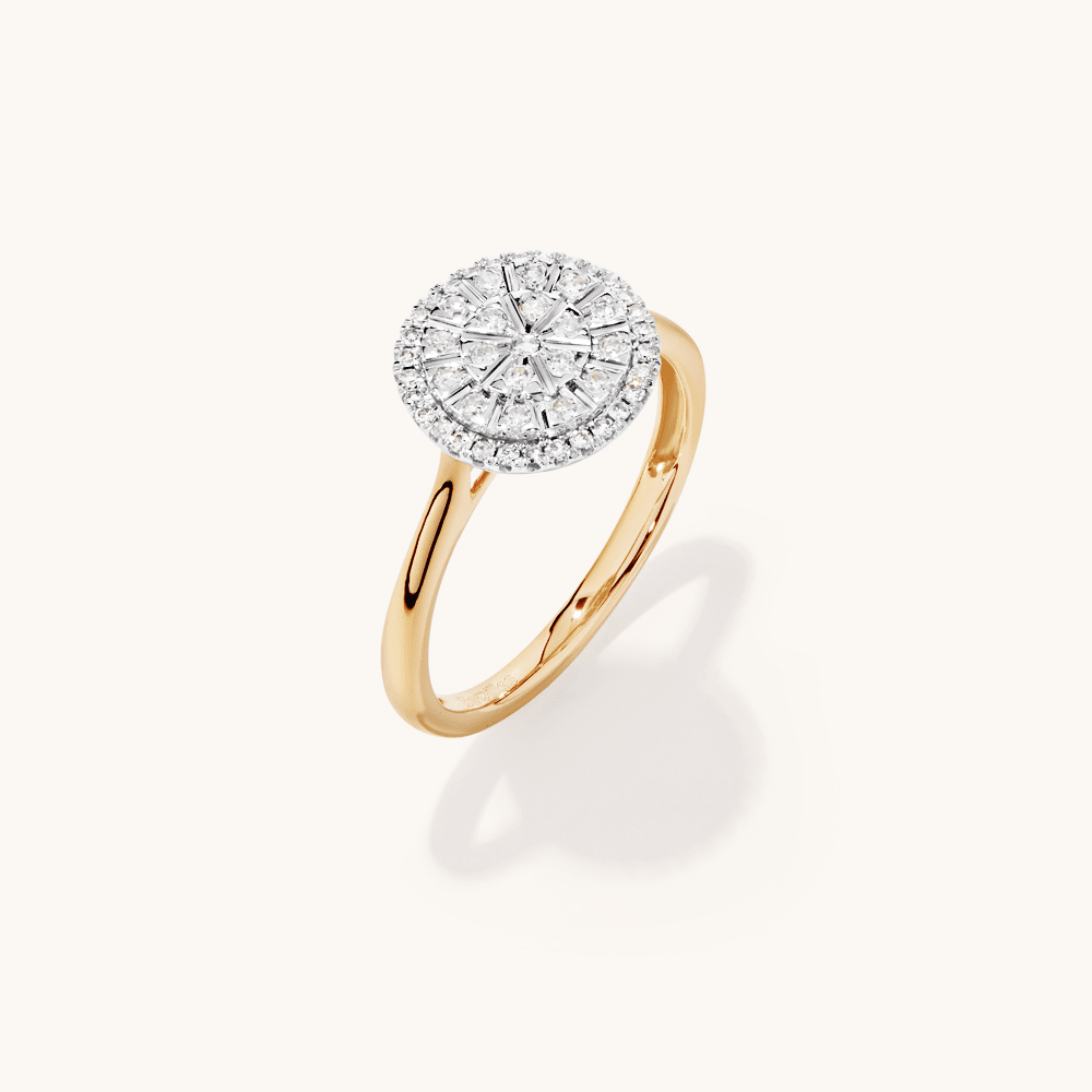 Illusion Round Ring with 0.25tw of Diamonds in 9kt Yellow Gold Rings Bevilles 