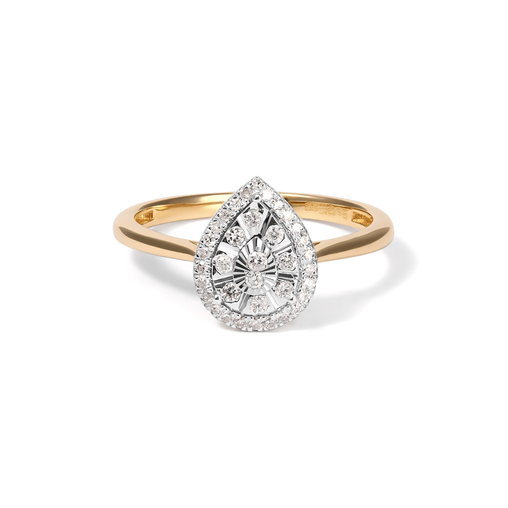 Miracle Illusion Pear Shape Ring with 0.15tw of Diamonds in 9kt Yellow Gold Rings Bevilles 
