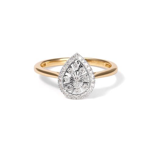 Miracle Illusion Pear Shape Ring with 0.15tw of Diamonds in 9kt Yellow Gold Rings Bevilles 