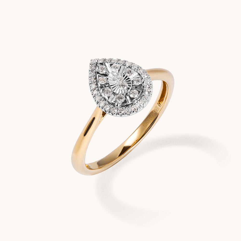 Miracle Illusion Pear Shape Ring with 0.15tw of Diamonds in 9kt Yellow Gold Rings Bevilles 