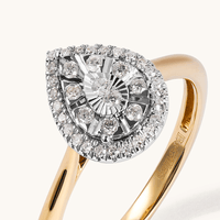 Miracle Illusion Pear Shape Ring with 0.15tw of Diamonds in 9kt Yellow Gold Rings Bevilles 