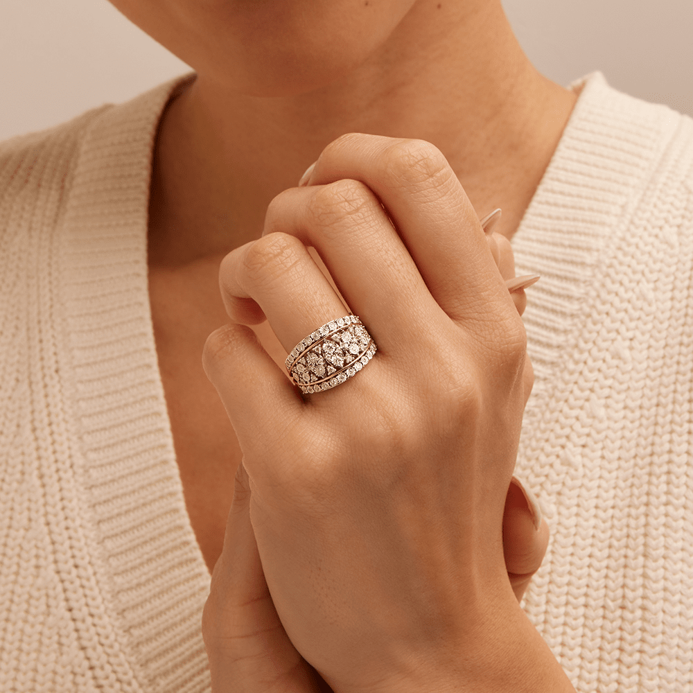 Illusion Dress Ring with 0.33tw of Diamonds in 9kt Yellow Gold Rings Bevilles 