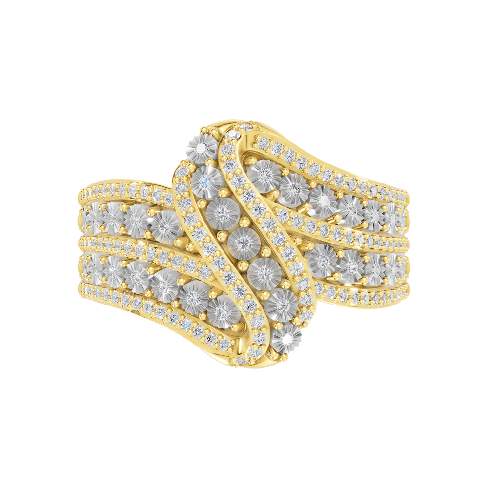 Illusion Twist Ring with 0.50tw of Diamonds in 9kt Yellow Gold Rings Bevilles 