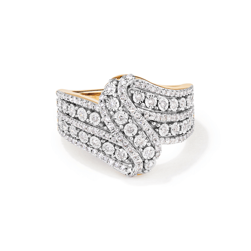 Illusion Twist Ring with 0.50tw of Diamonds in 9kt Yellow Gold Rings Bevilles 