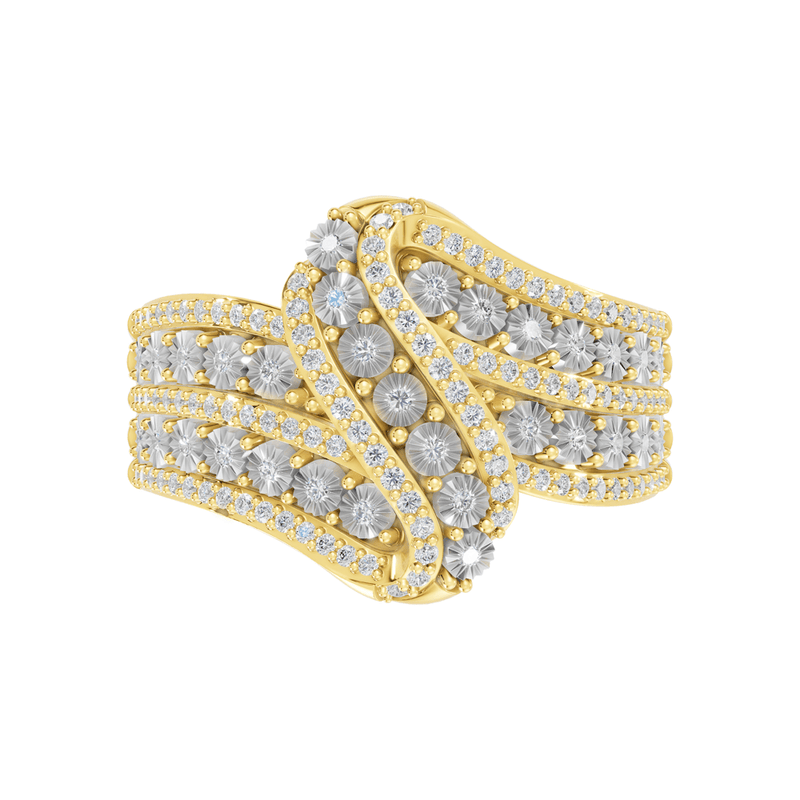 Illusion Twist Ring with 0.50tw of Diamonds in 9kt Yellow Gold Rings Bevilles 