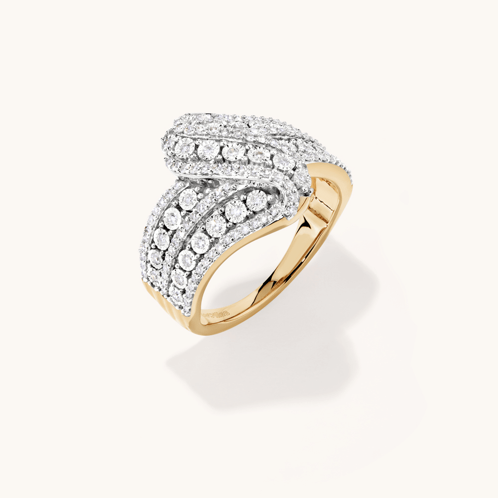 Illusion Twist Ring with 0.50tw of Diamonds in 9kt Yellow Gold Rings Bevilles 