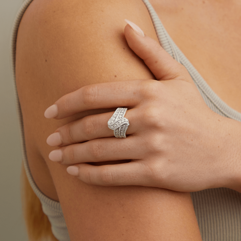 Illusion Twist Ring with 0.50tw of Diamonds in 9kt Yellow Gold Rings Bevilles 