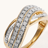 Illusion Multi-Row Twist Ring with 0.15tw of Diamonds in 9kt Yellow Gold Rings Bevilles 