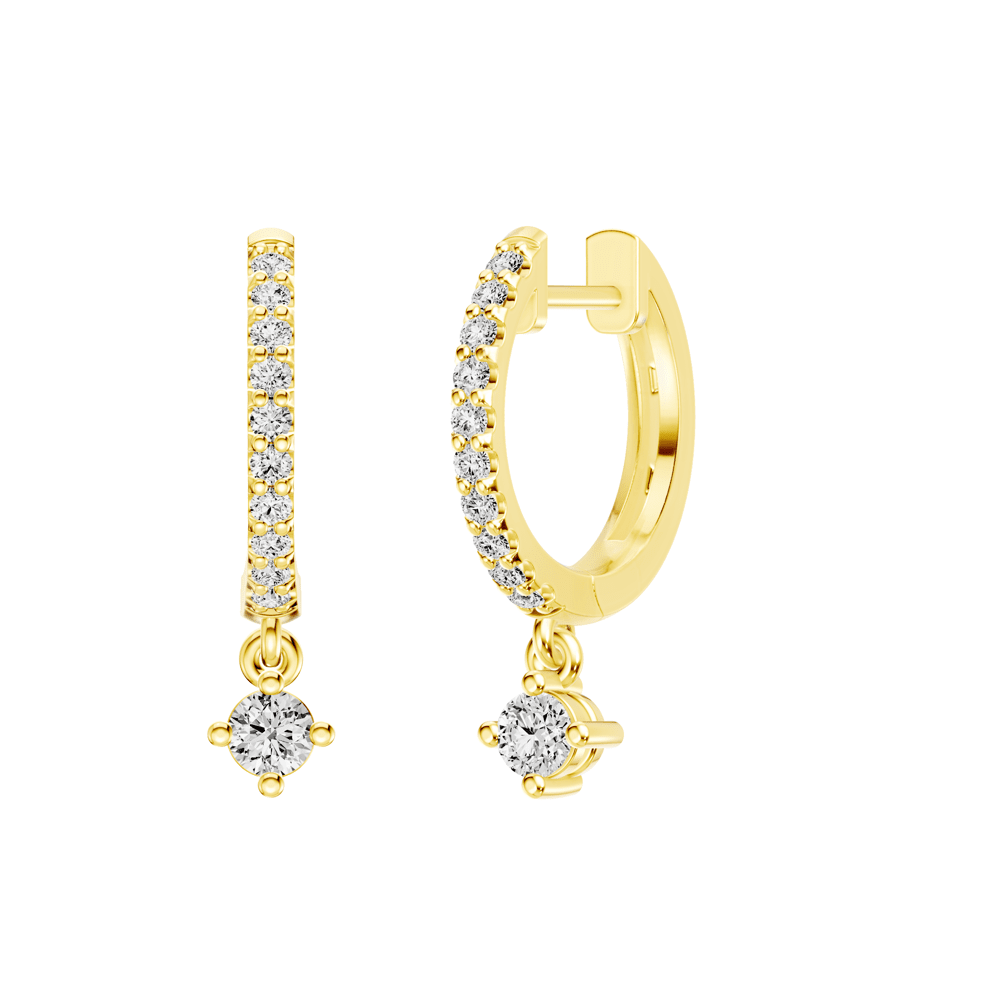 Drop Hoop Earrings with 0.34tw of Laboratory-Grown Diamonds in 9kt Yellow Gold Earrings Bevilles 