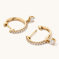 Drop Hoop Earrings with 0.34tw of Laboratory-Grown Diamonds in 9kt Yellow Gold Earrings Bevilles 