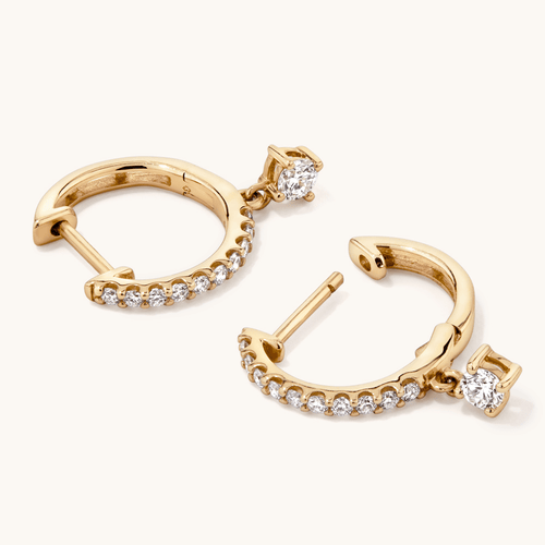 Drop Hoop Earrings with 0.34tw of Laboratory-Grown Diamonds in 9kt Yellow Gold Earrings Bevilles 