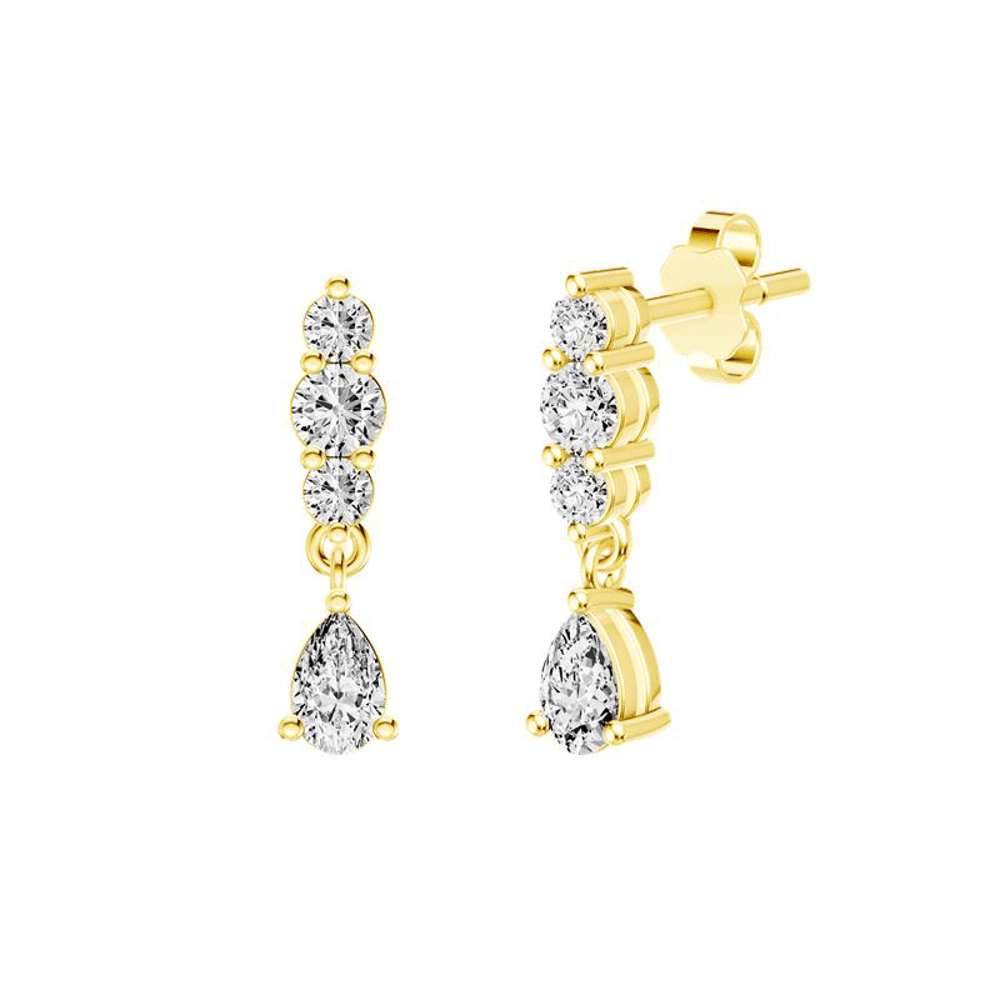 Pear Drop Earrings with 0.38tw of Laboratory-Grown Diamonds in 9kt Yellow Gold Earrings Bevilles 
