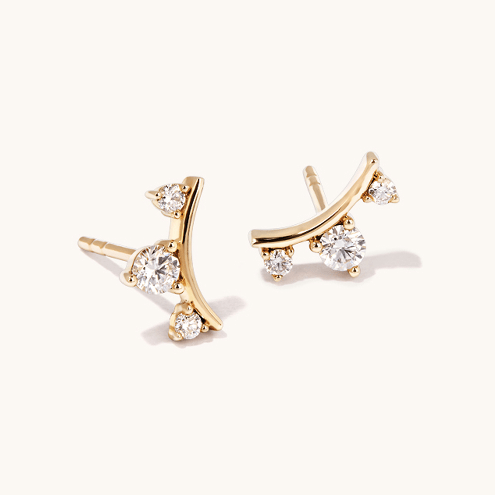 Trio Stud Earrings with 0.25tw of Laboratory-Grown Diamonds in 9kt Yellow Gold Earrings Bevilles 