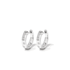 Hammer Set Huggie Earrings with 0.10tw of Laboratory-Grown Diamonds in Sterling Silver and Platinum Earrings Bevilles 