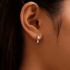 Hammer Set Huggie Earrings with 0.10tw of Laboratory-Grown Diamonds in Sterling Silver and Platinum Earrings Bevilles 