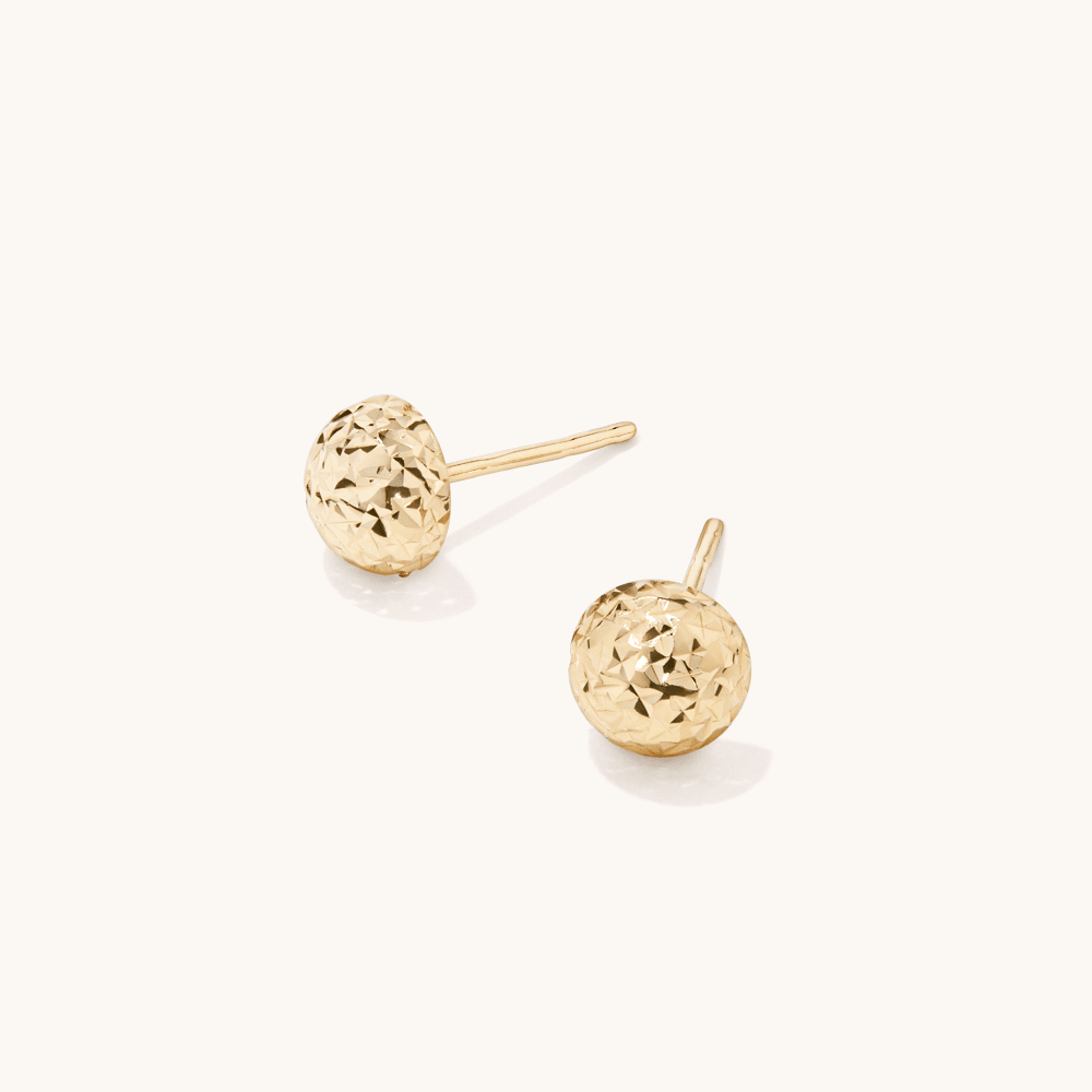 6mm Diamond Cut Dome Stud Earrings in 9kt Yellow Gold Earrings Bevilles 