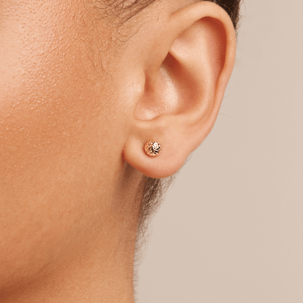 6mm Diamond Cut Dome Stud Earrings in 9kt Yellow Gold Earrings Bevilles 