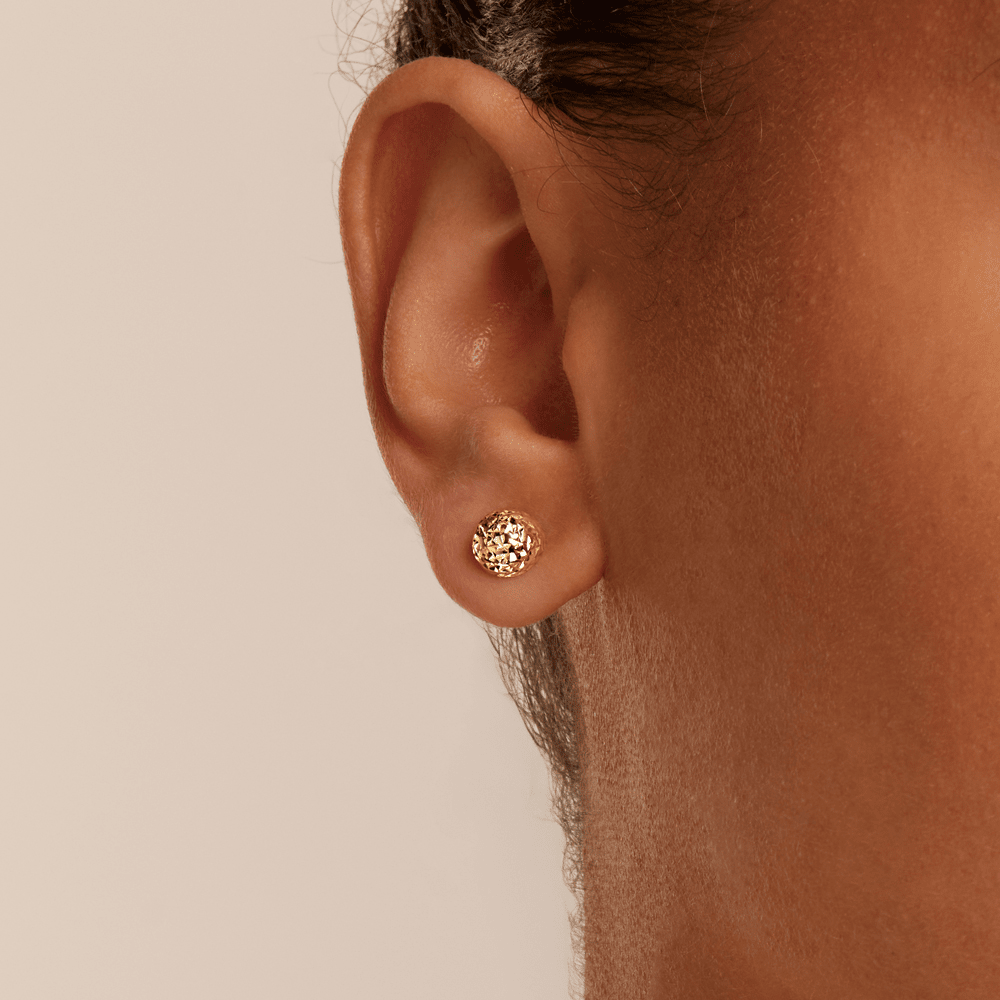 8mm Diamond Cut Dome Stud Earrings in 9kt Yellow Gold Earrings Bevilles 