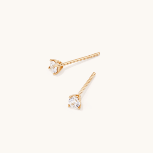 3mm Cubic Zirconia Claw Stud Earrings in 9kt Yellow Gold Earrings Bevilles 