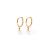 Pearl Huggie Earrings in 9kt Yellow Gold Earrings Bevilles 