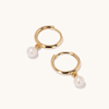 Pearl Huggie Earrings in 9kt Yellow Gold Earrings Bevilles 