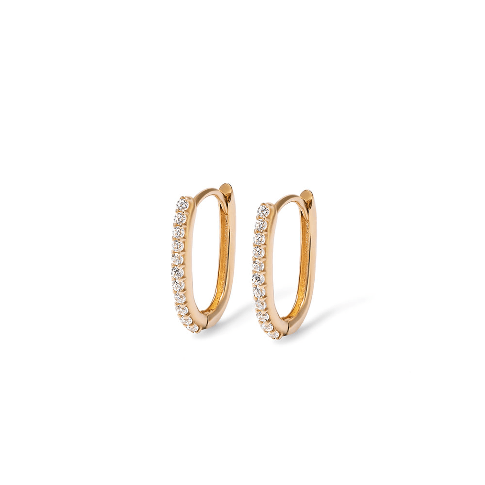 6mm CZ Paperclip Huggie Earrings in 9kt Yellow Gold Earrings Bevilles 